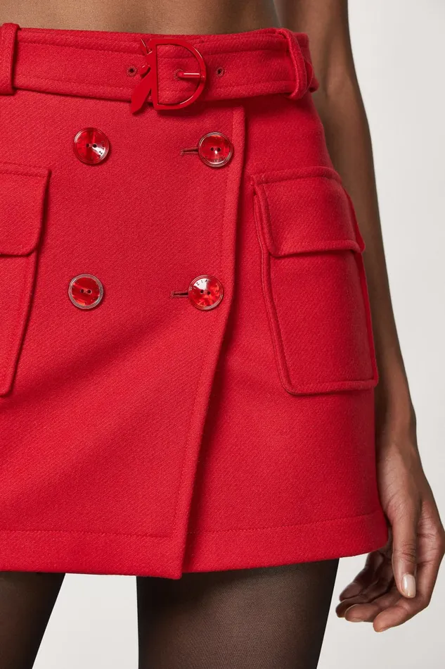 Patrizia Pepe Cargo Skirt With Belt Red Infrarouge Red Apparel Mini