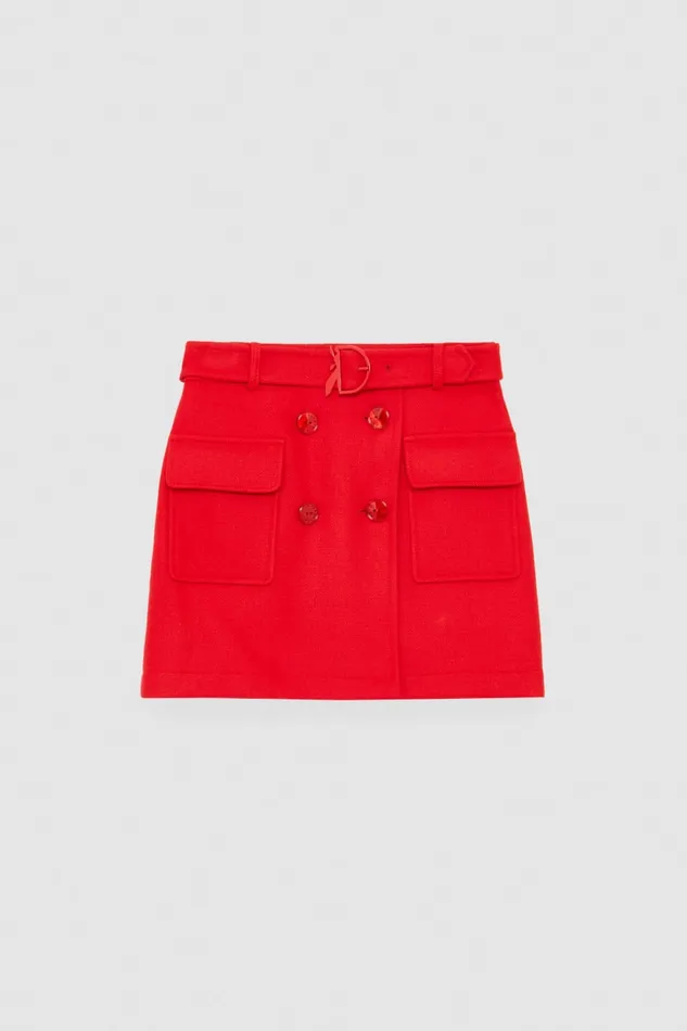 Patrizia Pepe Cargo Skirt With Belt Red Infrarouge Red Apparel Mini