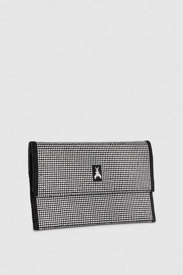 Patrizia Pepe Clutch Bag With Rhinestones And Shoulder Strap Black Nero Bags Clutches