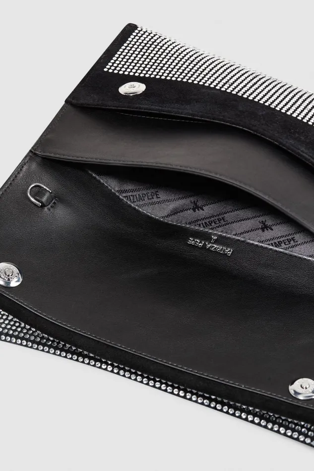 Patrizia Pepe Clutch Bag With Rhinestones And Shoulder Strap Black Nero Bags Clutches