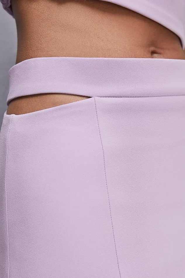 Patrizia Pepe Cutout Midi Skirt In Sabl Crepe Purple Iris Lilac Apparel Midi