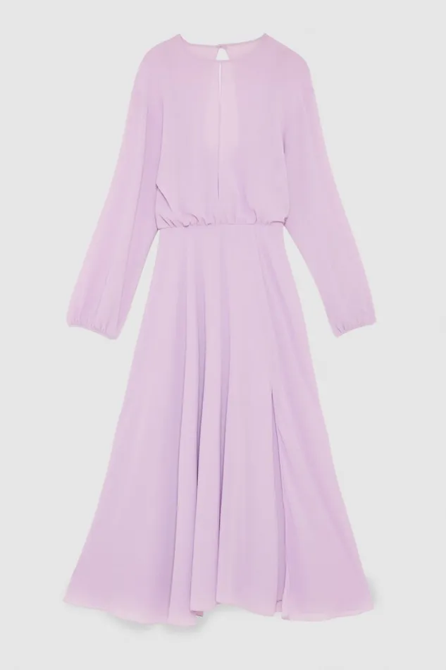 Patrizia Pepe Doublebreastedeffect Dress With Soft Sleeves Purple Iris Lilac Apparel Long