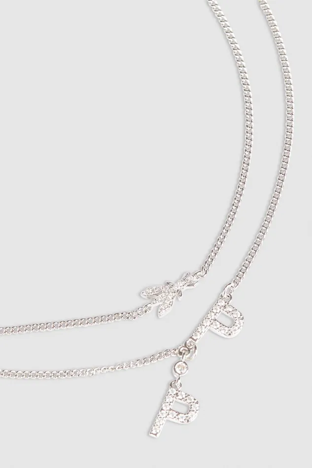 Patrizia Pepe Double Chain Brass Necklace Silver Silvercrystal Accessories