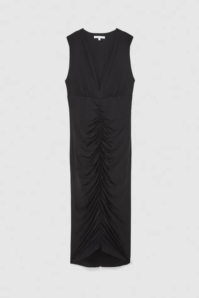 Patrizia Pepe Draped Midi Dress Black Nero Apparel Midi