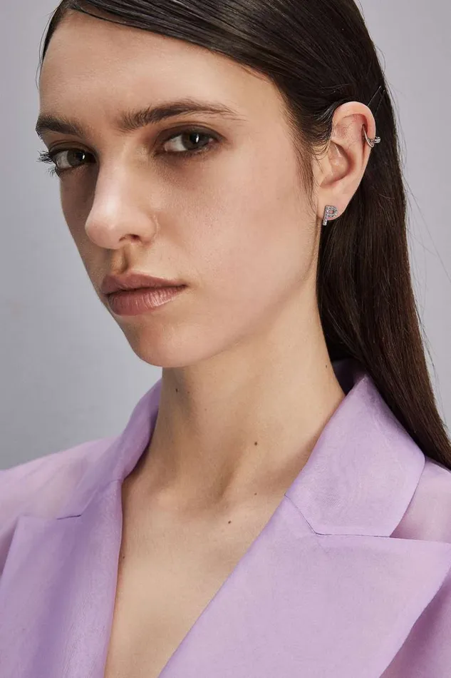 Patrizia Pepe Earrings With Rhinestones Pink Shiny Lilac Accessories