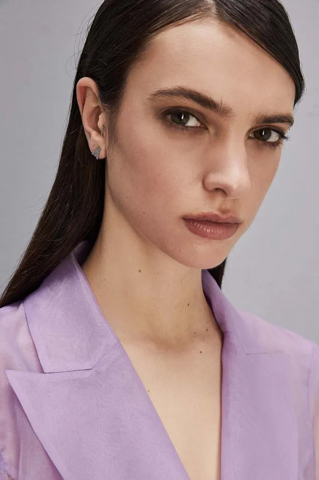 Patrizia Pepe Earrings With Rhinestones Pink Shiny Lilac Accessories