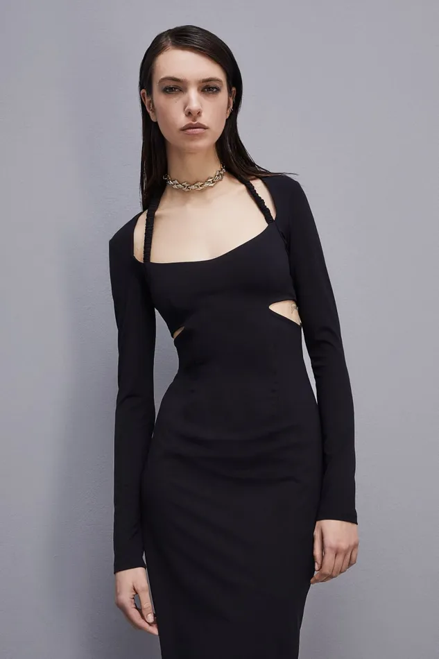 Patrizia Pepe Essential Jersey Midi Dress Black Nero Apparel Midi