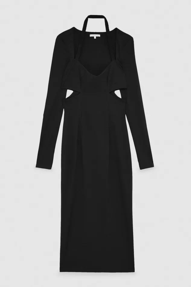 Patrizia Pepe Essential Jersey Midi Dress Black Nero Apparel Midi