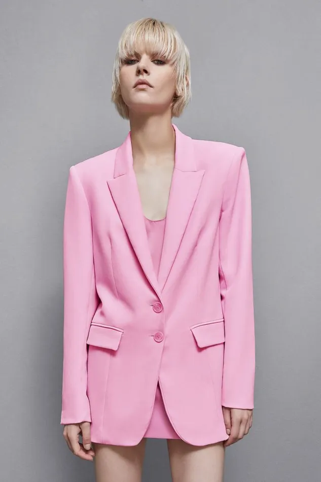 Patrizia Pepe Essential Twobutton Blazer Pink Cold Pink Apparel Blazers