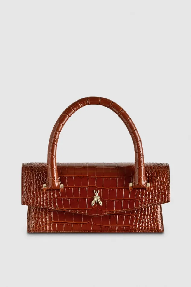 Patrizia Pepe Fly Bamby Croco Brown Brown Croco Bags Handbags