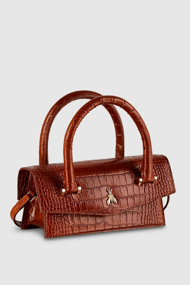 Patrizia Pepe Fly Bamby Croco Brown Brown Croco Bags Handbags