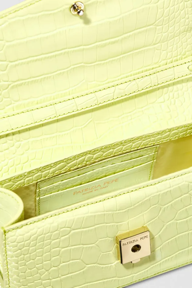 Patrizia Pepe Fly Bamby Croco Green Monocrhome Lime Bags Crossbodys