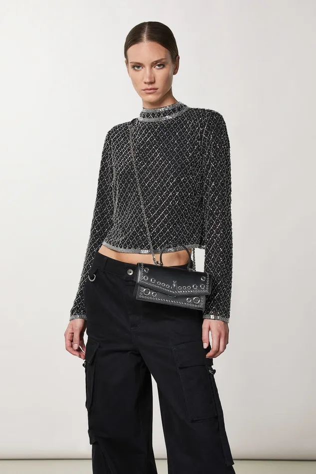 Patrizia Pepe Fly Bamby Eyelet Bag Black Nero Bags Crossbodys