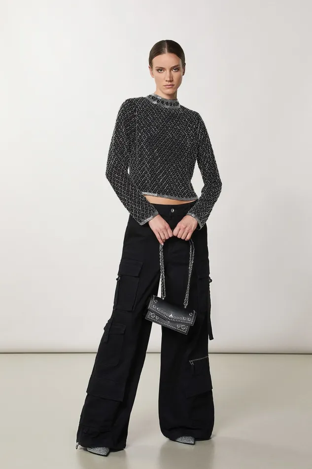 Patrizia Pepe Fly Bamby Eyelet Bag Black Nero Bags Crossbodys