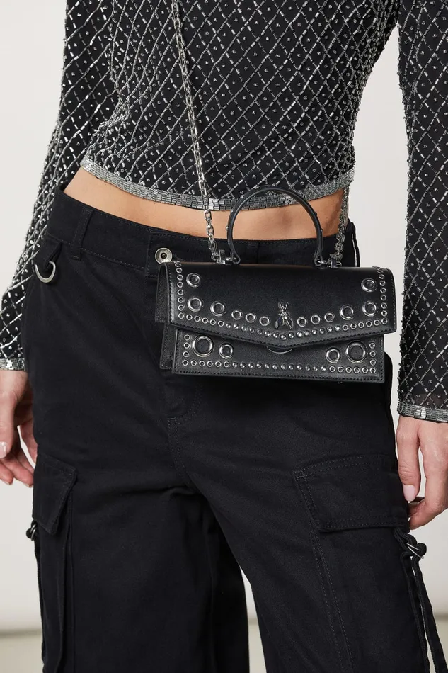 Patrizia Pepe Fly Bamby Eyelet Bag Black Nero Bags Crossbodys