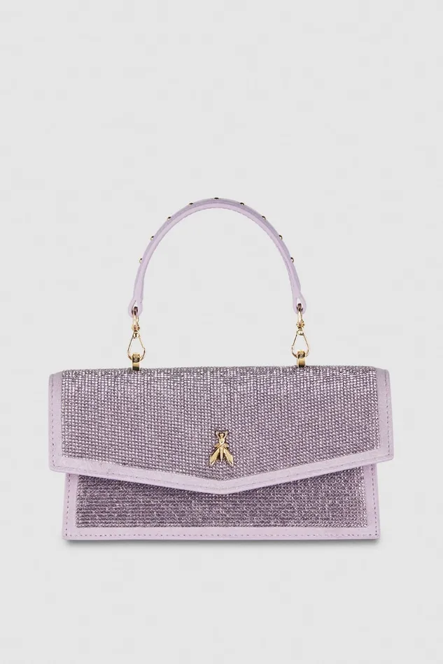 Patrizia Pepe Fly Bamby Shoulder Bag With Rhinestones Pink Lilac Strass Bags Handbags