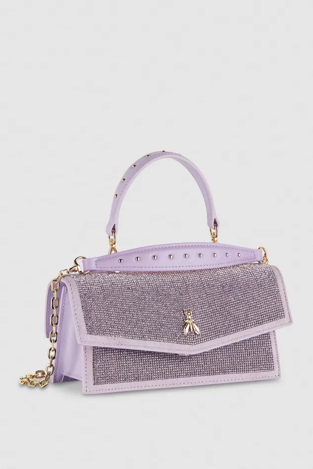 Patrizia Pepe Fly Bamby Shoulder Bag With Rhinestones Pink Lilac Strass Bags Handbags