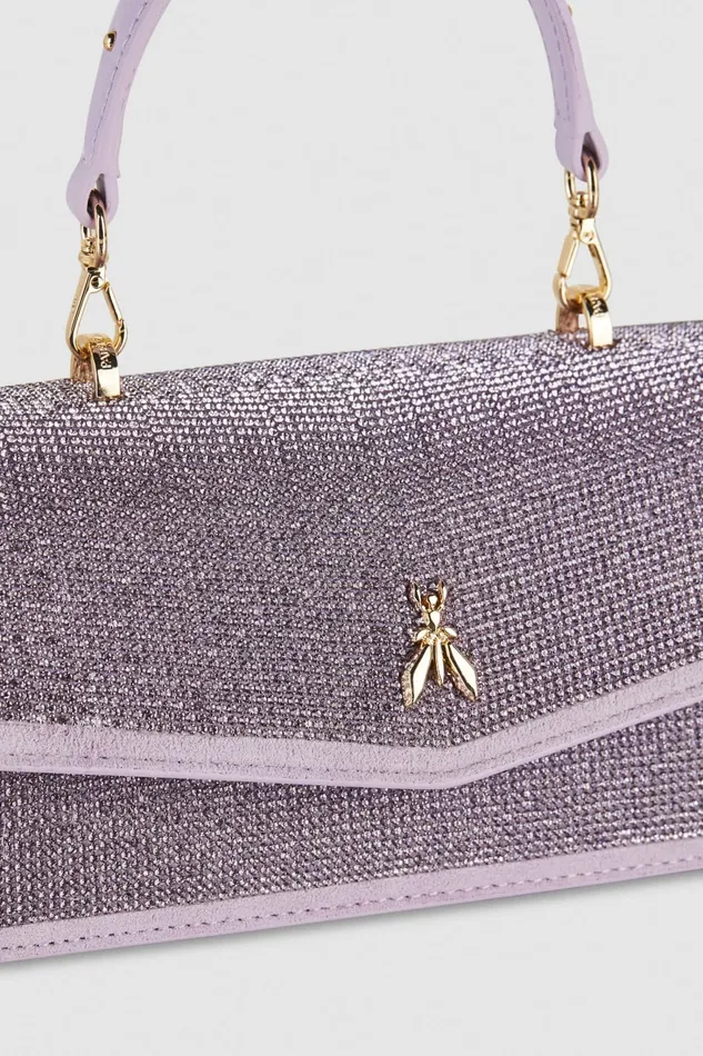 Patrizia Pepe Fly Bamby Shoulder Bag With Rhinestones Pink Lilac Strass Bags Handbags