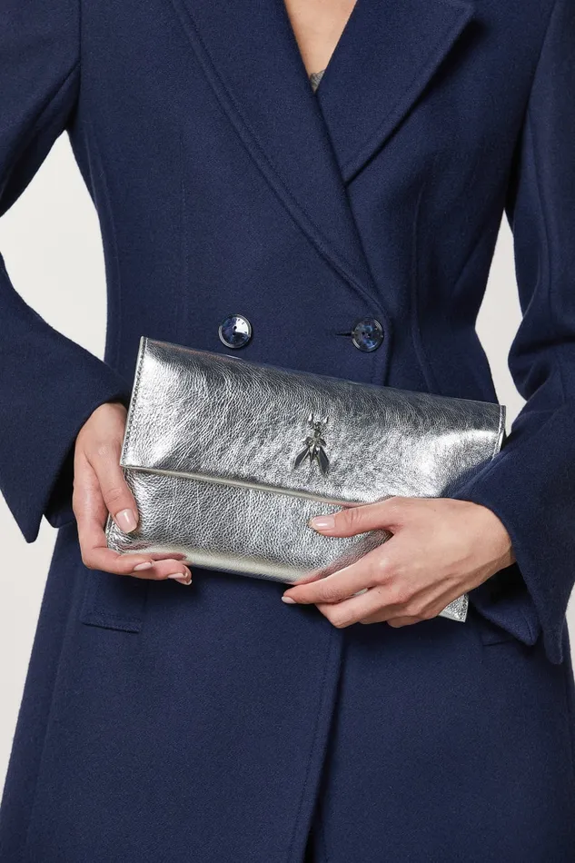 Patrizia Pepe Fly Ceremony Clutch Silver Silver Bags Clutches