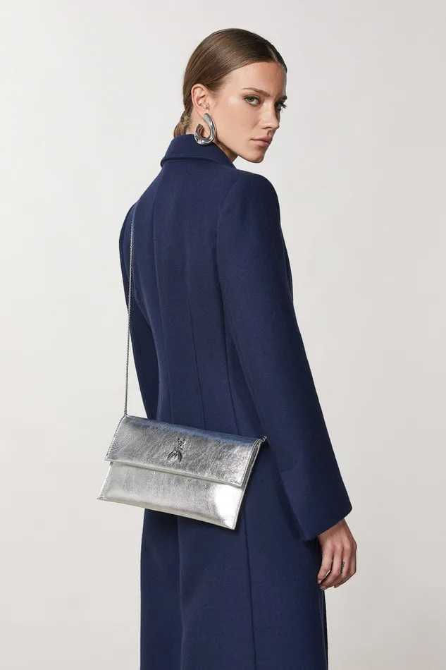 Patrizia Pepe Fly Ceremony Clutch Silver Silver Bags Clutches