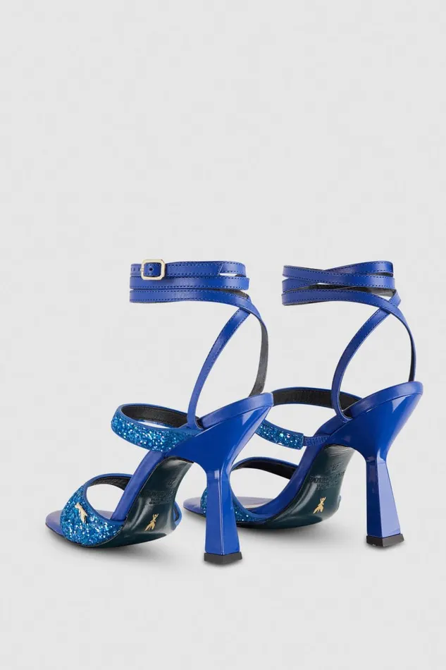 Patrizia Pepe Glittercoated Fabric Heeled Sandal Blue 4 Glitter Blue Footwear