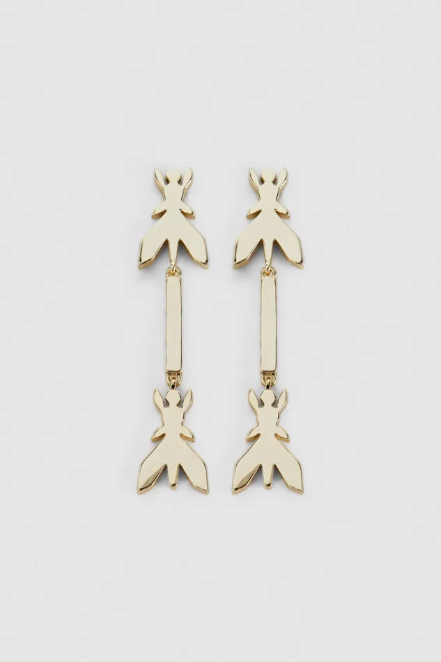 Patrizia Pepe Gold Brass Drop Earrings Light Shiny Gold Accessories