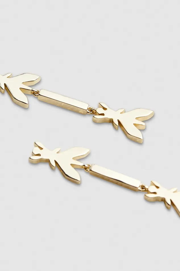 Patrizia Pepe Gold Brass Drop Earrings Light Shiny Gold Accessories