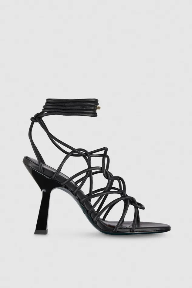 Patrizia Pepe Heeled Ankle Sandals Black Nero Footwear