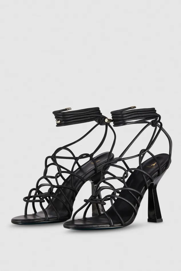 Patrizia Pepe Heeled Ankle Sandals Black Nero Footwear