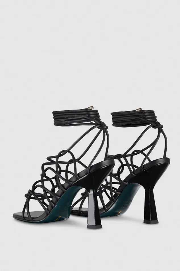 Patrizia Pepe Heeled Ankle Sandals Black Nero Footwear