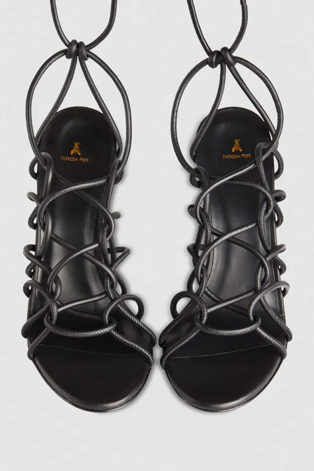 Patrizia Pepe Heeled Ankle Sandals Black Nero Footwear