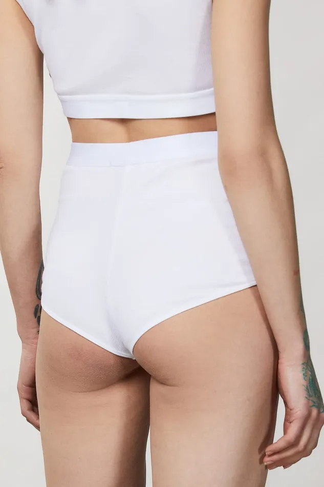 Patrizia Pepe Highwaisted Briefs With Rhinestones White Bianco Apparel Lingerie