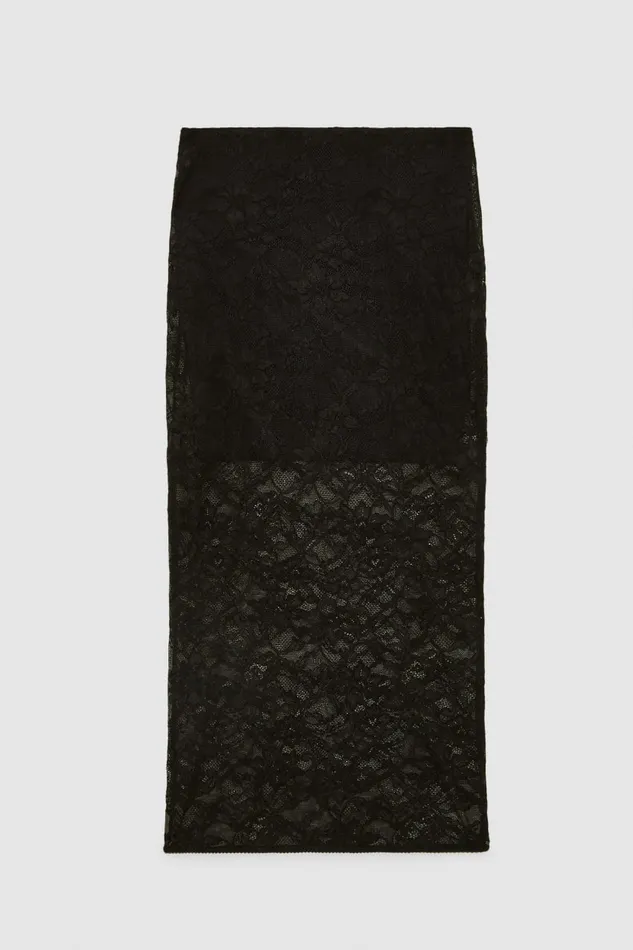 Patrizia Pepe Lace Pencil Skirt Black Nero Apparel Midi