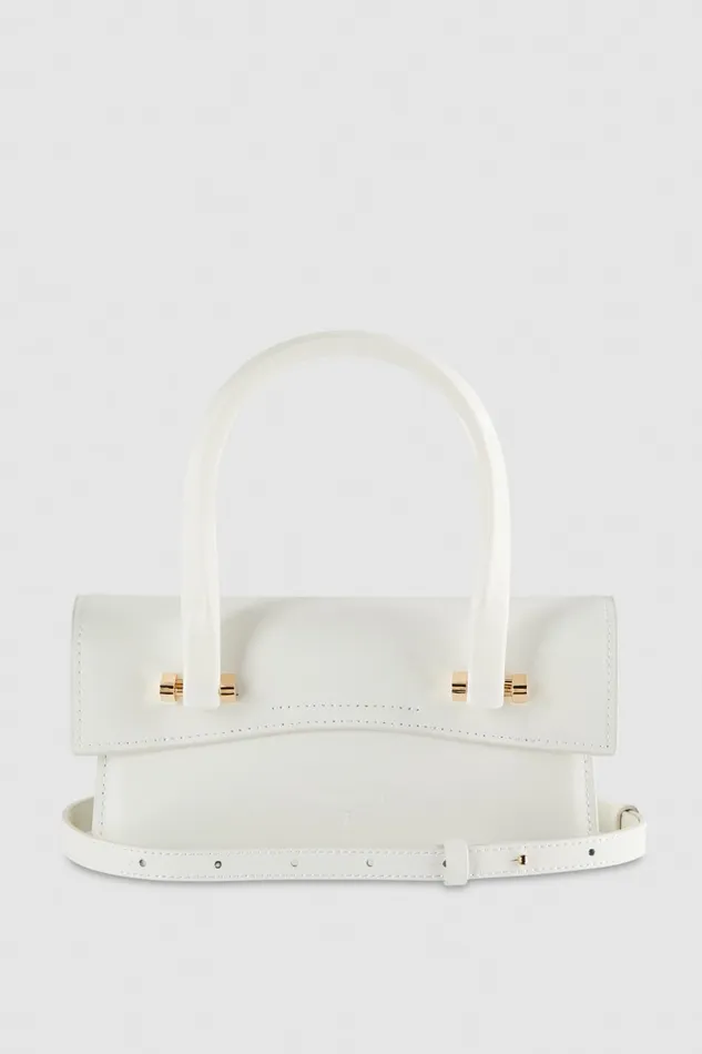 Patrizia Pepe Leather Shoulder Bag With Snap Closure White Bianco Bags Handbags