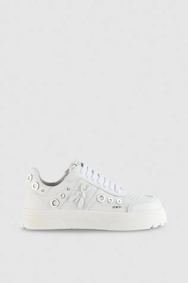 Patrizia Pepe Leather Sneakers White White Footwear
