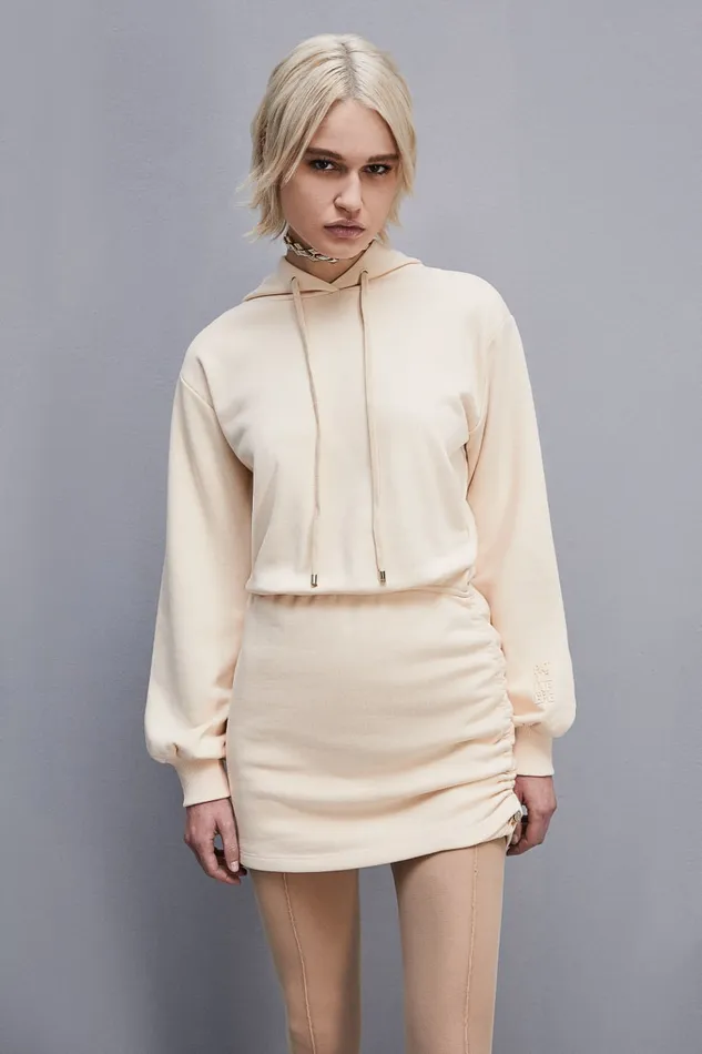 Patrizia Pepe Longsleeved Fleece Dress Beige Ivory Skin Apparel Mini
