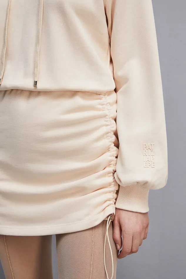 Patrizia Pepe Longsleeved Fleece Dress Beige Ivory Skin Apparel Mini
