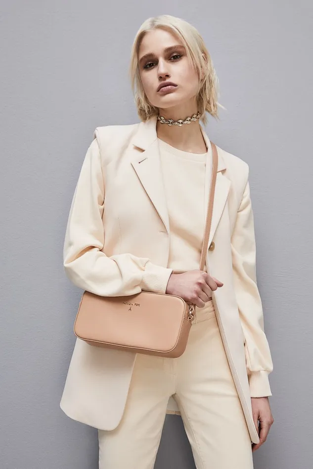 Patrizia Pepe Medium Graphic Case Shoulder Bag Beige Pompei Beige Bags Crossbodys
