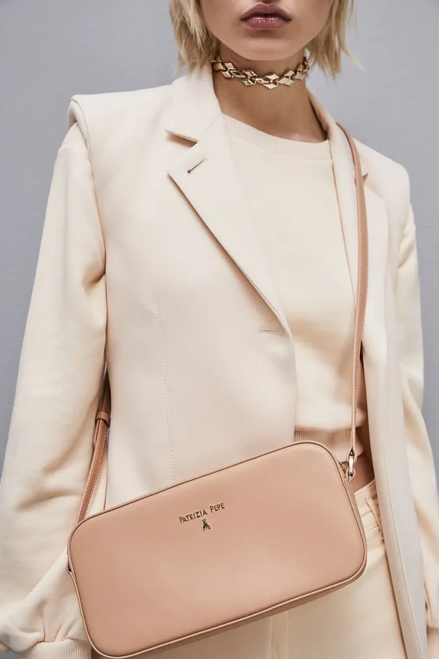 Patrizia Pepe Medium Graphic Case Shoulder Bag Beige Pompei Beige Bags Crossbodys