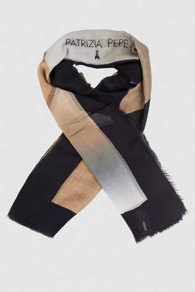 Patrizia Pepe Multifly Print Scarf Beige Camelblack Multicol Accessories