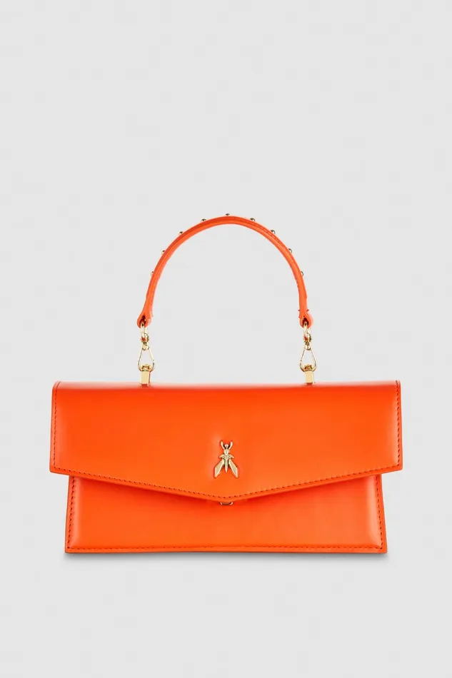 Patrizia Pepe Orange Leather Flapover Crossbody Bag New Orange Bags Crossbodys