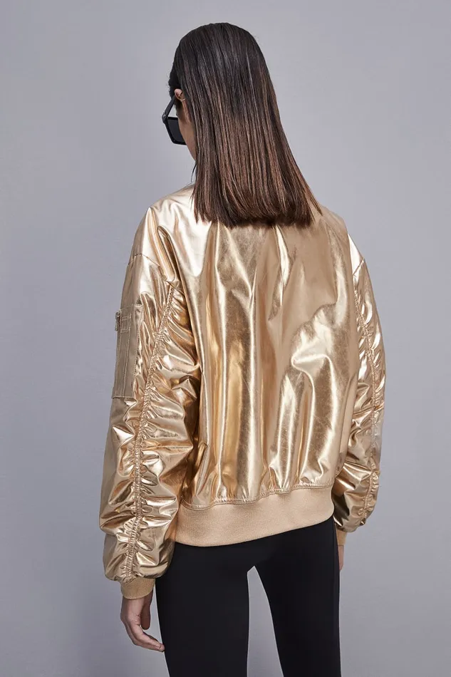 Patrizia Pepe Padded Over Bomber Jacket Gold Light Gold Apparel Jackets