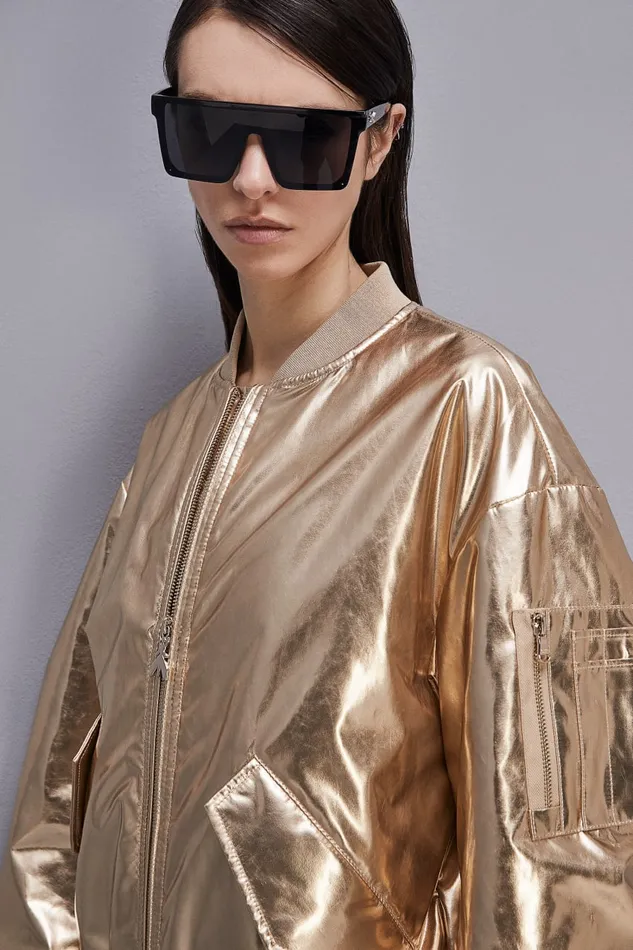 Patrizia Pepe Padded Over Bomber Jacket Gold Light Gold Apparel Jackets