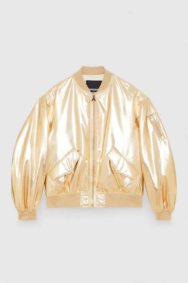 Patrizia Pepe Padded Over Bomber Jacket Gold Light Gold Apparel Jackets
