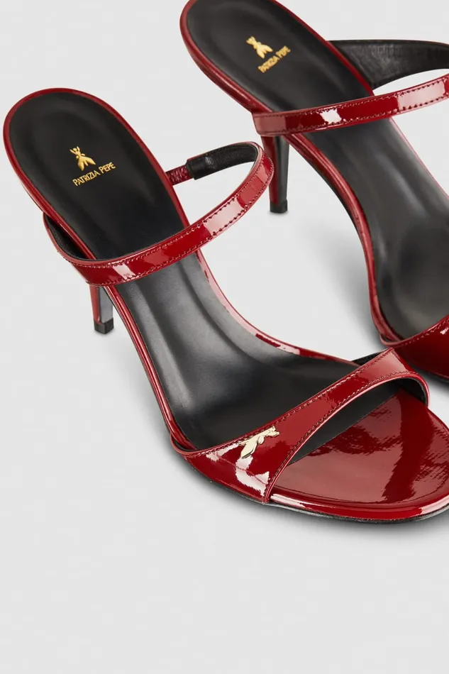 Patrizia Pepe Patent Leather Heeled Sandals Red Cherry Bomb Footwear