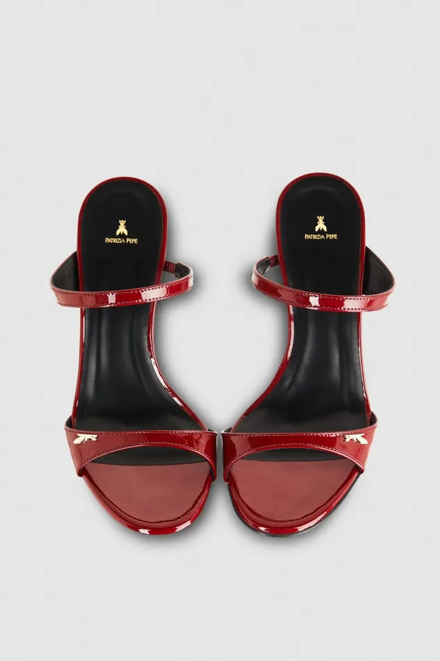 Patrizia Pepe Patent Leather Heeled Sandals Red Cherry Bomb Footwear