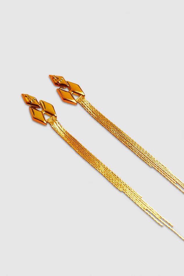 Patrizia Pepe Pendant Earrings With Micro Fly Links And Metal Fringing Orange Shiny Orange Accessories