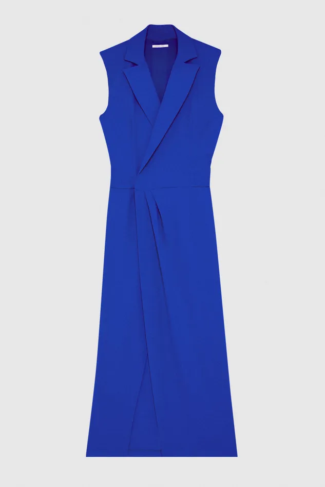 Patrizia Pepe Sabl Crepe Blazer Dress Light Blue Blue Wave Apparel Long