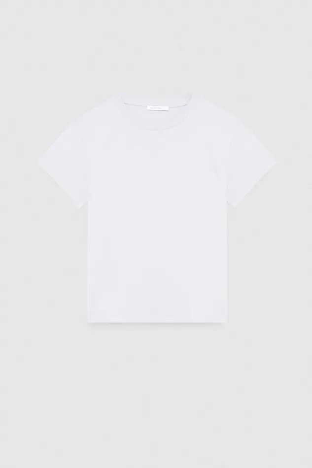 Patrizia Pepe Shortsleeved Tshirt With Logo In Organic Cotton White Bianco Ottico Apparel TShirts