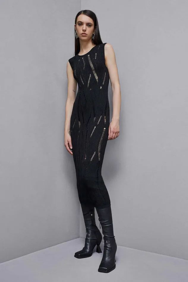 Patrizia Pepe Sleeveless Long Dress Black Nero Apparel Long